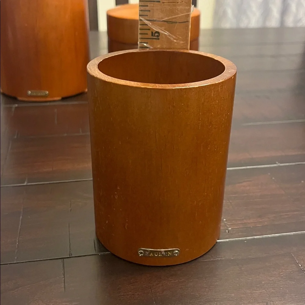 Lauren Ralph Lauren Canister Set of 3 Wood Round Vintage Storage Decoration